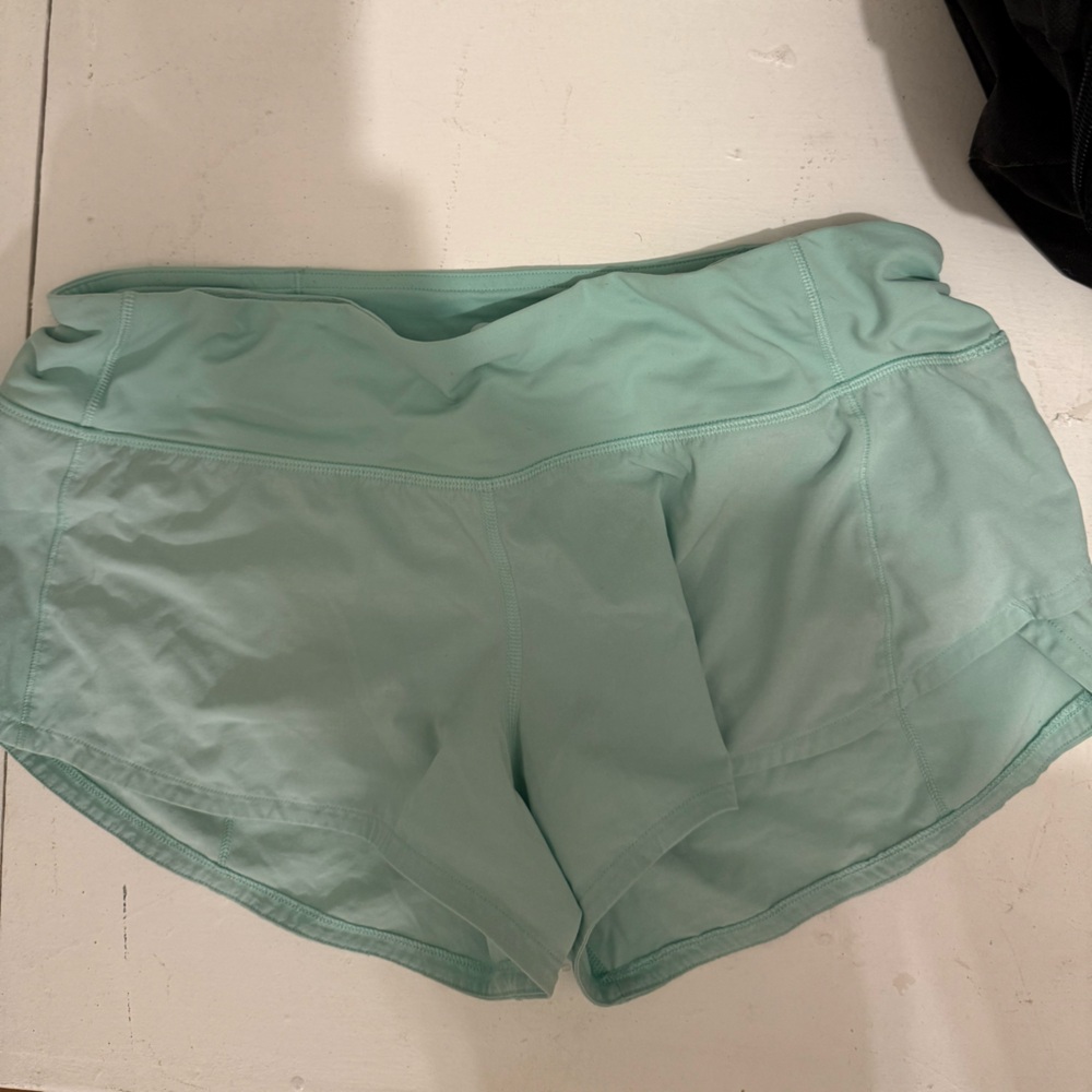 Rare Seafoam Speed Up Shorts from Lululemon! Size 6 with 2.5” inseam.
